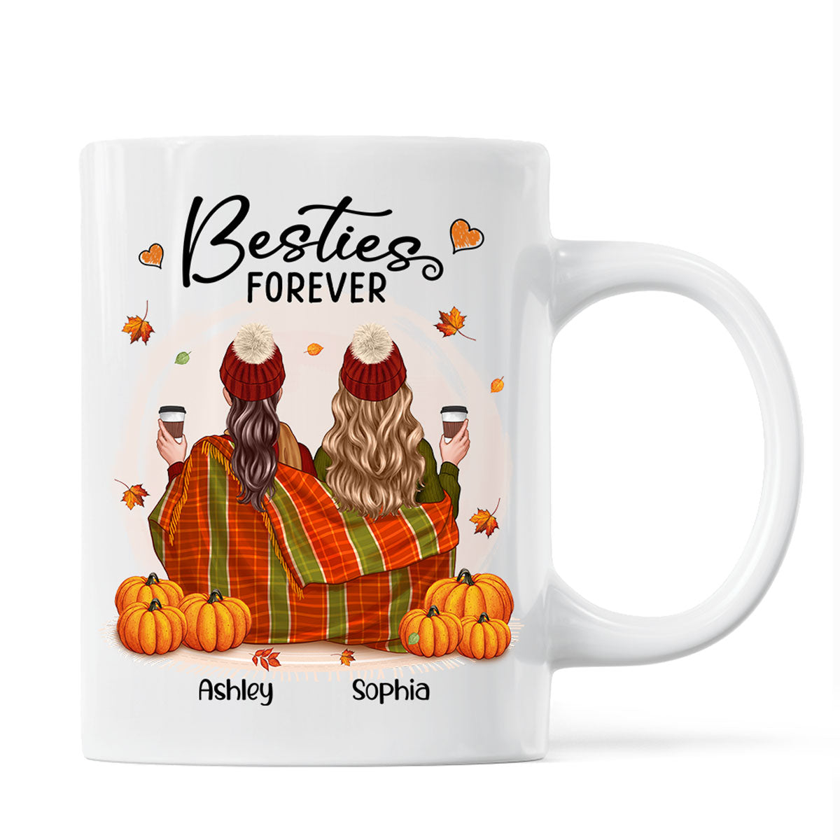 Fall Season Best Friends Sisters With Blanket Pumpkin Patch Personalized Mug